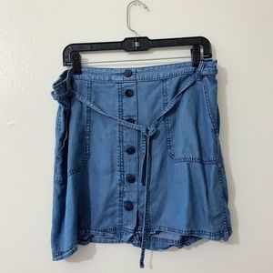 Denim Button Front Skirt